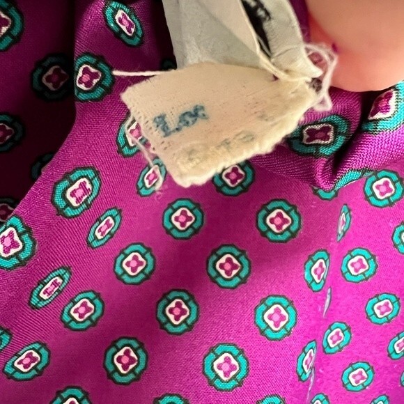 Vintage 70's purple and teal geometric shirt dress. Button Down Collared. Size L - Picture 12 of 14